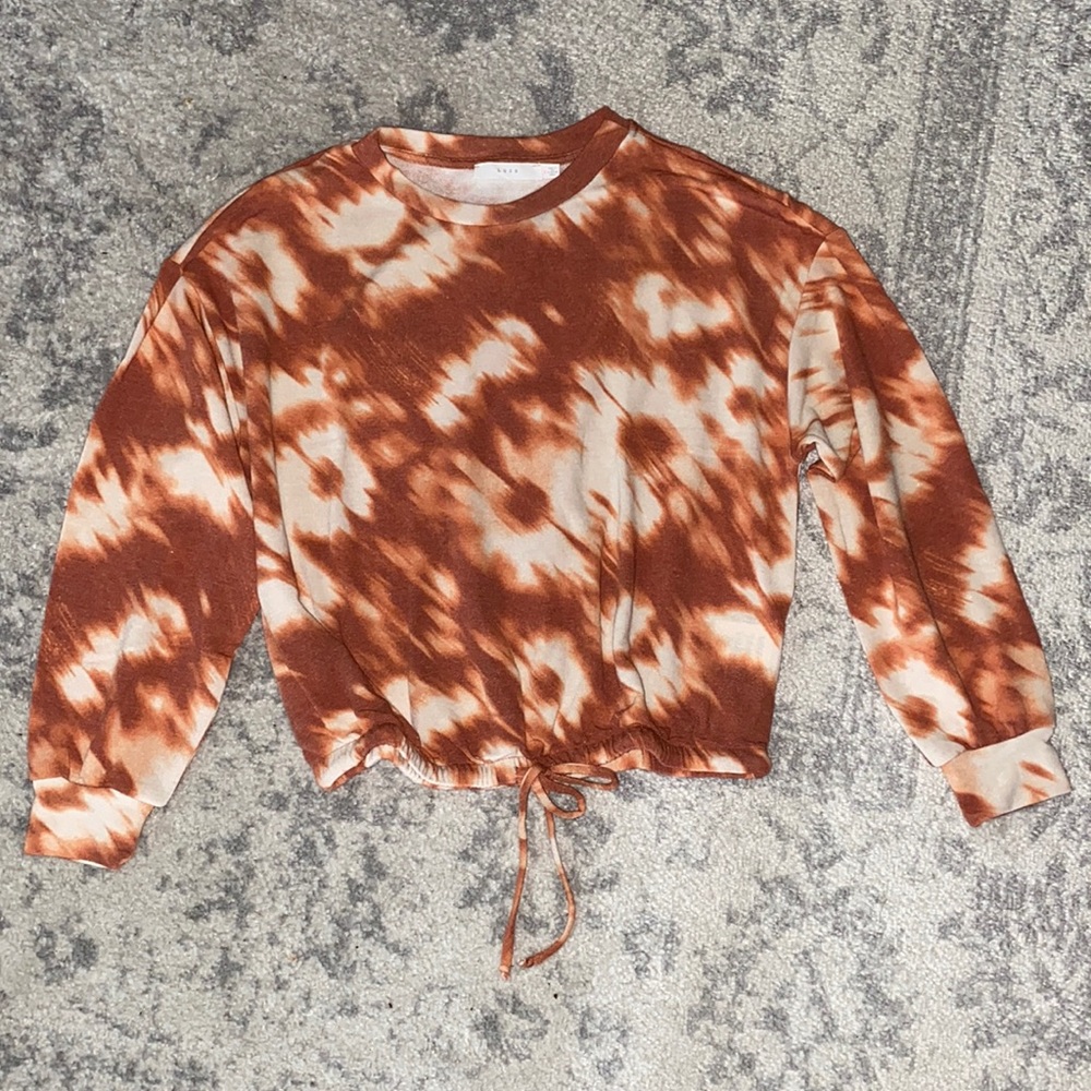 Rust Tie Dye Top With Drawstring Small - image 1